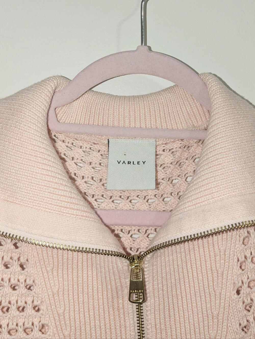 NEW Varley Bains Open-knit Cotton Vest Light Pink - Picture 2 of 6